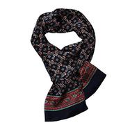 UK_Stone Double Layer 100% Genuin Silk Nature Silk Foulard Scarf For Man Stirrup Prints (Black)