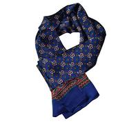 UK_Stone Double Layer 100% Genuin Silk Nature Silk Foulard Scarf For Man Stirrup Prints (Navy blue)