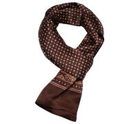 UK_Stone Men 100% Pure Silk Scarf Paisley Houndstooth Vintage checked Pattern Double Layer Gentlemen (#13 brown)