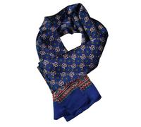 UK_Stone Men 100% Pure Silk Scarf Paisley Houndstooth Vintage checked Pattern Double Layer Gentlemen (#10 blue)
