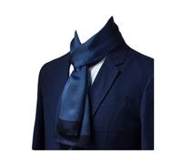 UK_Stone Men 100% Pure Silk Scarf Paisley Houndstooth Vintage checked Pattern Double Layer Gentlemen (#2 blue)