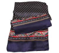 UK_Stone Men 100% Pure Silk Scarf Paisley Houndstooth Vintage checked Pattern Double Layer Gentlemen (#13 dark blue)