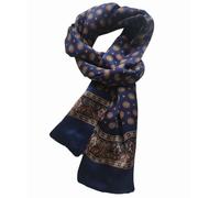 UK_Stone Men 100% Pure Silk Scarf Paisley Houndstooth Vintage checked Pattern Double Layer Gentlemen (#3 blue)