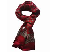 UK_Stone Men 100% Pure Silk Scarf Paisley Houndstooth Vintage checked Pattern Double Layer Gentlemen (#3 red)