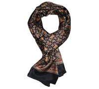UK_Stone Men 100% Pure Silk Scarf Vintage Classic Pattern Double Layer Printed (#1 black)