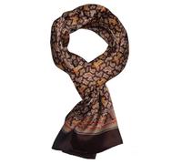 UK_Stone Men 100% Pure Silk Scarf Vintage Classic Pattern Double Layer Printed (#1 brown)