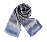 UK_Stone Men 100% Pure Silk Scarf Vintage Classic Pattern Double Layer Printed (#1 Silver grey)
