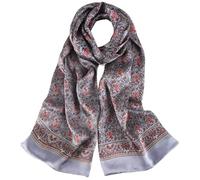 UK_Stone Men 100% Pure Silk Scarf Vintage Classic Pattern Double Layer Printed (#1 silver grey)
