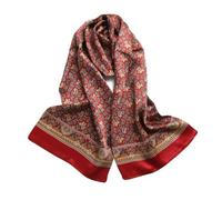 UK_Stone Men 100% Pure Silk Scarf Vintage Classic Pattern Double Layer Printed (#1 wine red)