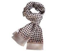 UK_Stone Men 100% Pure Silk Scarf Vintage Classic Pattern Double Layer Printed (#10 beige)