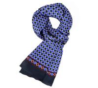 UK_Stone Men 100% Pure Silk Scarf Vintage Classic Pattern Double Layer Printed (#10 blue)