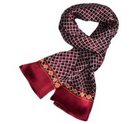 UK_Stone Men 100% Pure Silk Scarf Vintage Classic Pattern Double Layer Printed (#10 wine red)