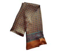 UK_Stone Men 100% Pure Silk Scarf Vintage Classic Pattern Double Layer Printed (#11)