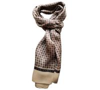 UK_Stone Men 100% Pure Silk Scarf Vintage Classic Pattern Double Layer Printed (#2 beige)