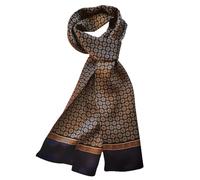 UK_Stone Men 100% Pure Silk Scarf Vintage Classic Pattern Double Layer Printed (#2 dark blue)