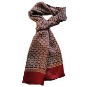 UK_Stone Men 100% Pure Silk Scarf Vintage Classic Pattern Double Layer Printed (#2 wine red)