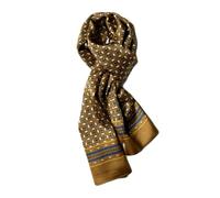 UK_Stone Men 100% Pure Silk Scarf Vintage Classic Pattern Double Layer Printed (#2 yellow)