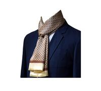 UK_Stone Men 100% Pure Silk Scarf Vintage Classic Pattern Double Layer Printed (#3 beige)