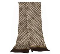 UK_Stone Men 100% Pure Silk Scarf Vintage Classic Pattern Double Layer Printed (#3 brown)