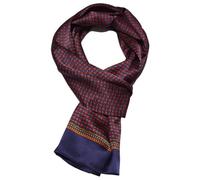 UK_Stone Men 100% Pure Silk Scarf Vintage Classic Pattern Double Layer Printed (#3 dark blue)
