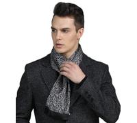 UK_Stone Men 100% Pure Silk Scarf Vintage Classic Pattern Double Layer Printed (#4 black)