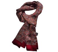 UK_Stone Men 100% Pure Silk Scarf Vintage Classic Pattern Double Layer Printed (#4 wine red)