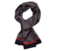 UK_Stone Men 100% Pure Silk Scarf Vintage Classic Pattern Double Layer Printed (#5 black)