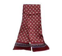 UK_Stone Men 100% Pure Silk Scarf Vintage Classic Pattern Double Layer Printed (#7 wine red)