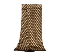 UK_Stone Men 100% Pure Silk Scarf Vintage Classic Pattern Double Layer Printed (#8 brown)
