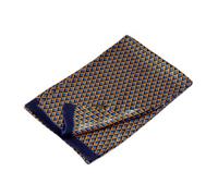 UK_Stone Men 100% Pure Silk Scarf Vintage Classic Pattern Double Layer Printed (#8 dark blue yellow)