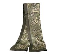 UK_Stone Men 100% Pure Silk Scarf Vintage Classic Pattern Double Layer Printed (#8 green)