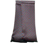 UK_Stone Men 100% Pure Silk Scarf Vintage Classic Pattern Double Layer Printed (#9 black)