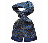 UK_Stone Men 100% Pure Silk Scarf Vintage Classic Pattern Double Layer Printed (#9 dark blue)