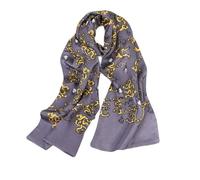 UK_Stone Men 100% Pure Silk Scarf Vintage Classic Pattern Double Layer Printed (#9 grey)
