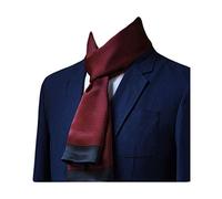 UK_Stone Men's 100% Silk Scarf, Vintage Pattern, Braided pattern #2 black red, One Size