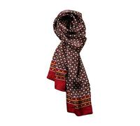 UK_Stone Men's 100% Silk Scarf, Vintage Pattern, Checked flower pattern wine red, One Size