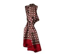 UK_Stone Men's 100% Silk Scarf, Vintage Pattern, Houndstooth Check Pattern Wine Red, One Size