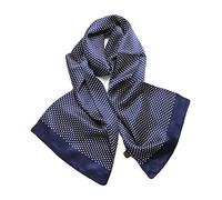 UK_Stone Men's 100% Silk Scarf, Vintage Pattern, Polka Dot Dark Blue, One Size