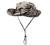 UK_Stone Men's Camo Camouflage Fishing Hats UV Sun Hat UPF 50+ Summer Hat Wide Brim Boonie Hat Fishing Hat Outdoor Cotton Foldable Hiking Hat for Head Circumference 55-62 cm, Camouflage Khaki, One
