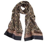 UK_Stone Men's Scarf 100% Silk Scarf Paisley Patterned Scarf Vintage Pattern Scarf For Men 100% Genuine Silk High Grade Silk Satin Scarf (Paisley Black)
