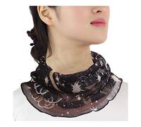 UK_Stone Women's 100% Mulberry Silk Tube Scarf Loop Neckerchief Flowers Polka Dot Paisley Pattern Removable Faux Collar, #21, One size