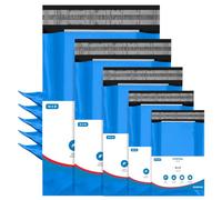 UK SUPPLIES LIMITED 125 Assorted Mix (5 Sizes, 25 Each) Blue Mailing Poly Parcel Postage Delivery Bags Waterproof & Strong Self-Seal Postage Mailers for Shipping Posting & Packaging