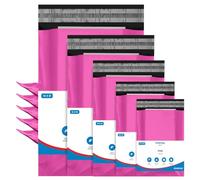 UK SUPPLIES LIMITED 125 Assorted Mix (5 Sizes, 25 Each) Pink Mailing Poly Parcel Postage Delivery Bags Waterproof & Strong Self-Seal Postage Mailers for Shipping Posting & Packaging