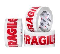 UK SUPPLIES LIMITED 3 Rolls LOW NOISE Premium Fragile Packaging Tape (All Pack Sizes) 48MM X 66M Extra Strong Secure Sticky Adhesive Durable Parcel Sealing Tape for Packing Boxes & Moving Houses