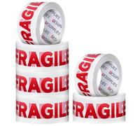 UK SUPPLIES LIMITED 6 Rolls LOW NOISE Premium Fragile Packaging Tape (All Pack Sizes) 48MM X 66M Extra Strong Secure Sticky Adhesive Durable Parcel Sealing Tape for Packing Boxes & Moving Houses