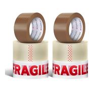 UK SUPPLIES LIMITED Low Noise Mixed Packaging Parcel Tape, 48MM X 66M I Brown, Clear & Fragile Tape IStrong Packing TapeI Packaging Tape for Moving Houses, Postage & Packing Boxes (Pack of 6)