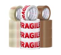 UK SUPPLIES LIMITED Low Noise Mixed Packaging Parcel Tape, 48MM X 66M I Brown, Clear & Fragile Tape IStrong Packing TapeI Packaging Tape for Moving Houses, Postage & Packing Boxes (Pack of 12)