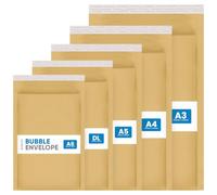 UK Supplies Ltd Gold Bubble Padded Mailer Envelope - Pick Any Size/Colour | DL A6 A5 A4 A3 Mix Assorted Gold Bubble Padded Mailers Peel and Seal Postal Bubble Wrap Envelopes for Mailing Pack of 100