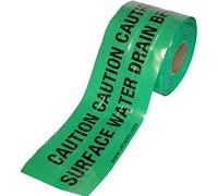 UK Tapes CAUTION SURFACE WATER DRAIN BELOW detection tape - WAVEYWIRE - underground detectable warning tape with twin tracer wires (150mm x 100M)