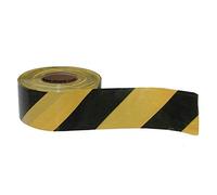 UK Tapes SUPER barrier tape - almost unbreakable in normal use - Black & Yellow (75mm x 500M) - hazard warning cordon barricade tape - superstrong non-adhesive high-strength plastic